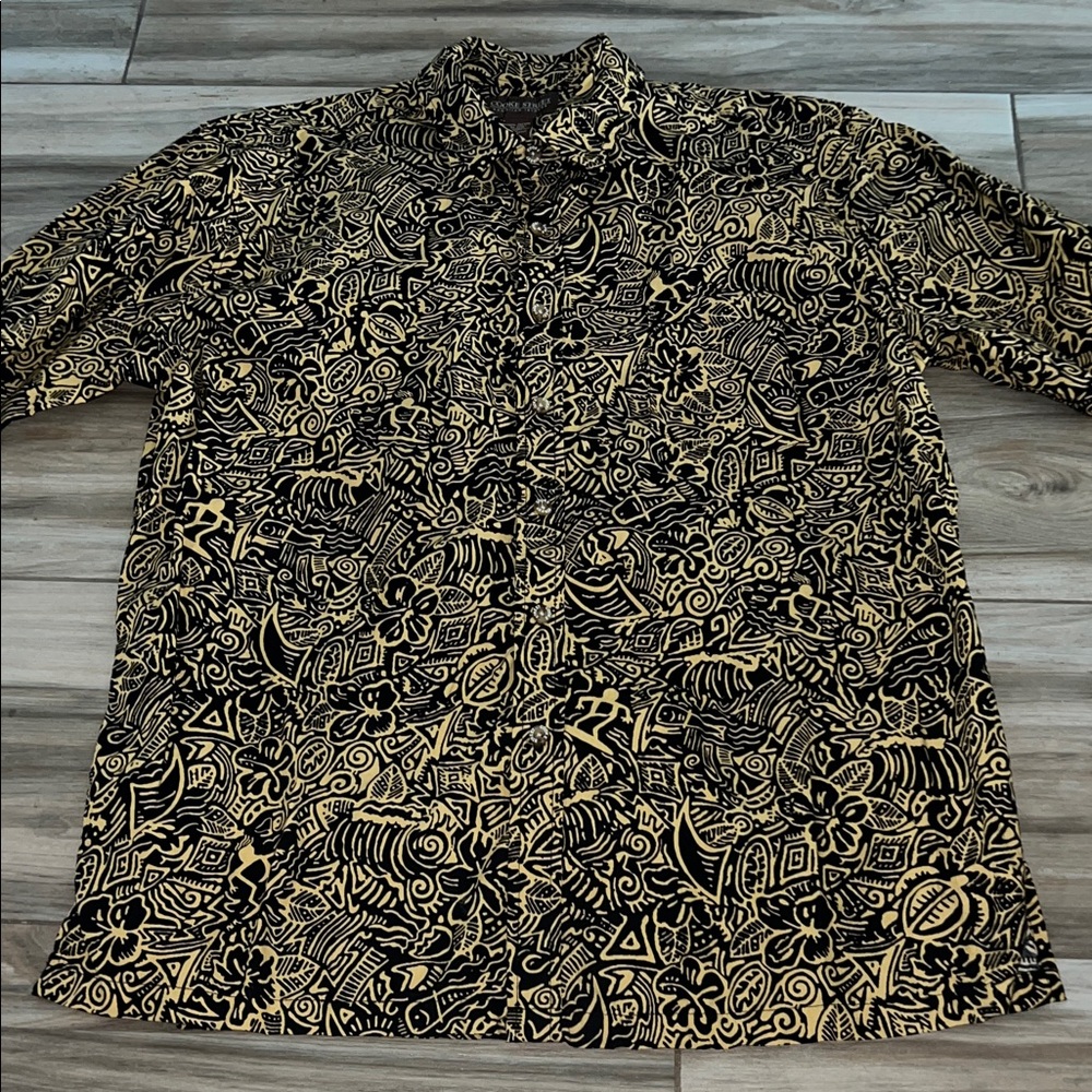 Men's Black and Gold Casual Button Down Shirt